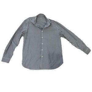 MICHAEL KORS Mens Slim Fit Shirt Size 16 1/2 Large Navy Blue Plaid  34/35